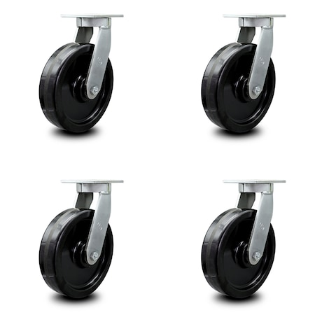 Service Caster 12 Inch Extra Heavy Duty Phenolic Wheel Swivel Top Plate Caster SCC, 4PK SCC-KP92S1230-PHR-4